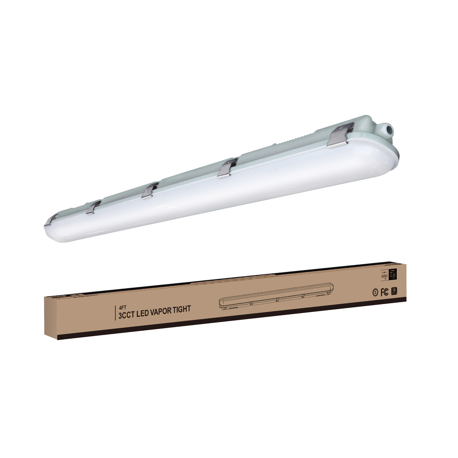 Run Bison 4FT LED Vapor Tight Light, 4420/4940/5850LM Vapor Proof
